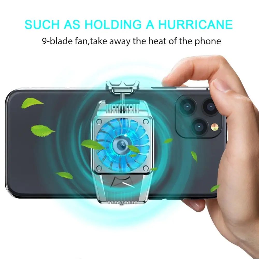 Rechargeable Phone Cooler with LED Universal Gaming Mobile Cooling Fan Radiator Turbo Hurricane Game Cell Cool Heat Sink Semiconductor Refrigeration