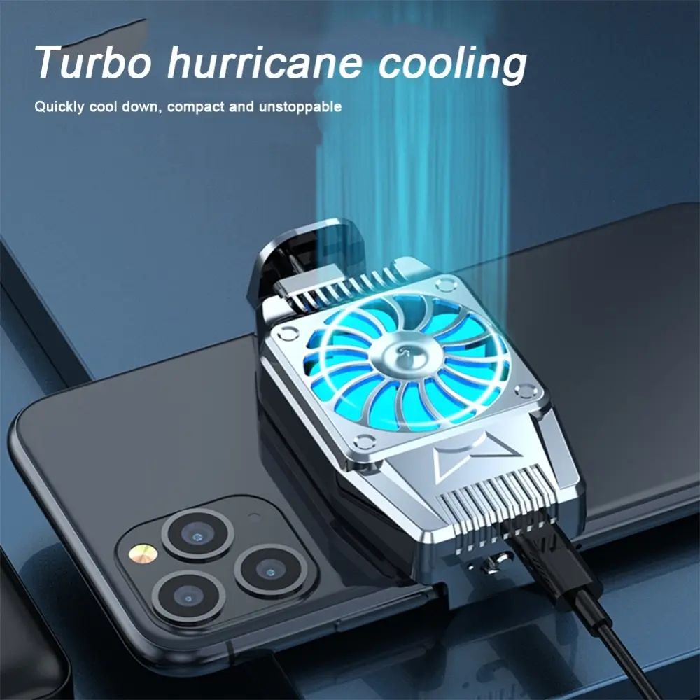Rechargeable Phone Cooler with LED Universal Gaming Mobile Cooling Fan Radiator Turbo Hurricane Game Cell Cool Heat Sink Semiconductor Refrigeration