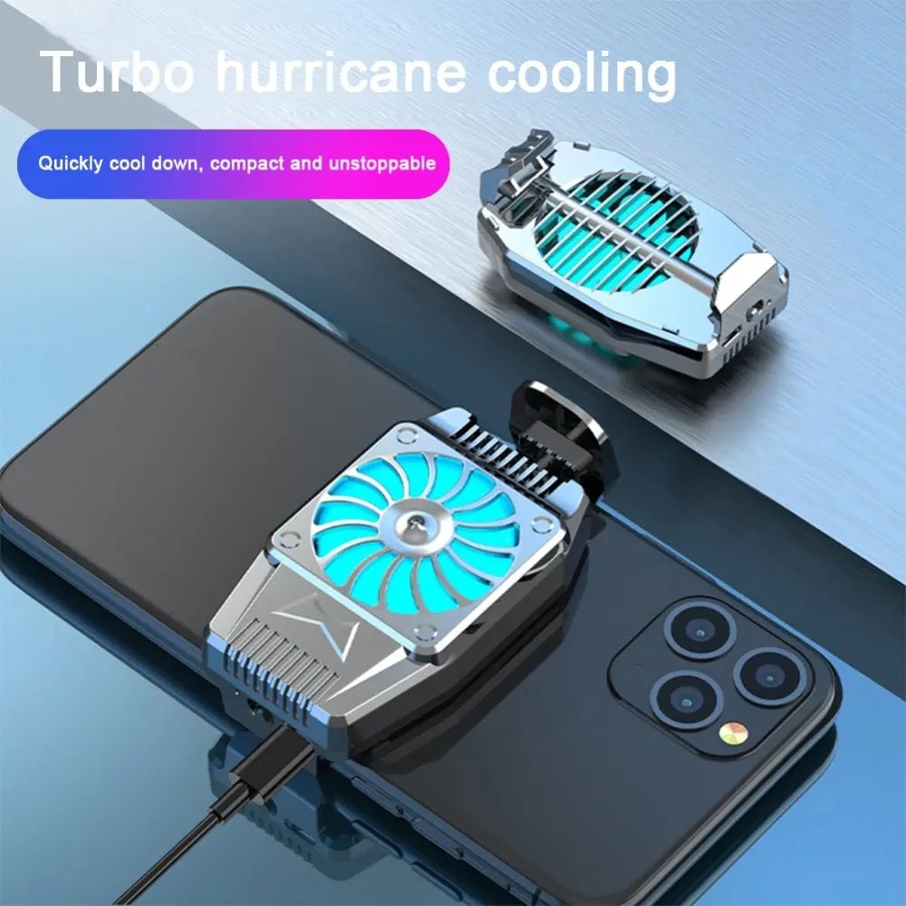 Rechargeable Phone Cooler with LED Universal Gaming Mobile Cooling Fan Radiator Turbo Hurricane Game Cell Cool Heat Sink Semiconductor Refrigeration