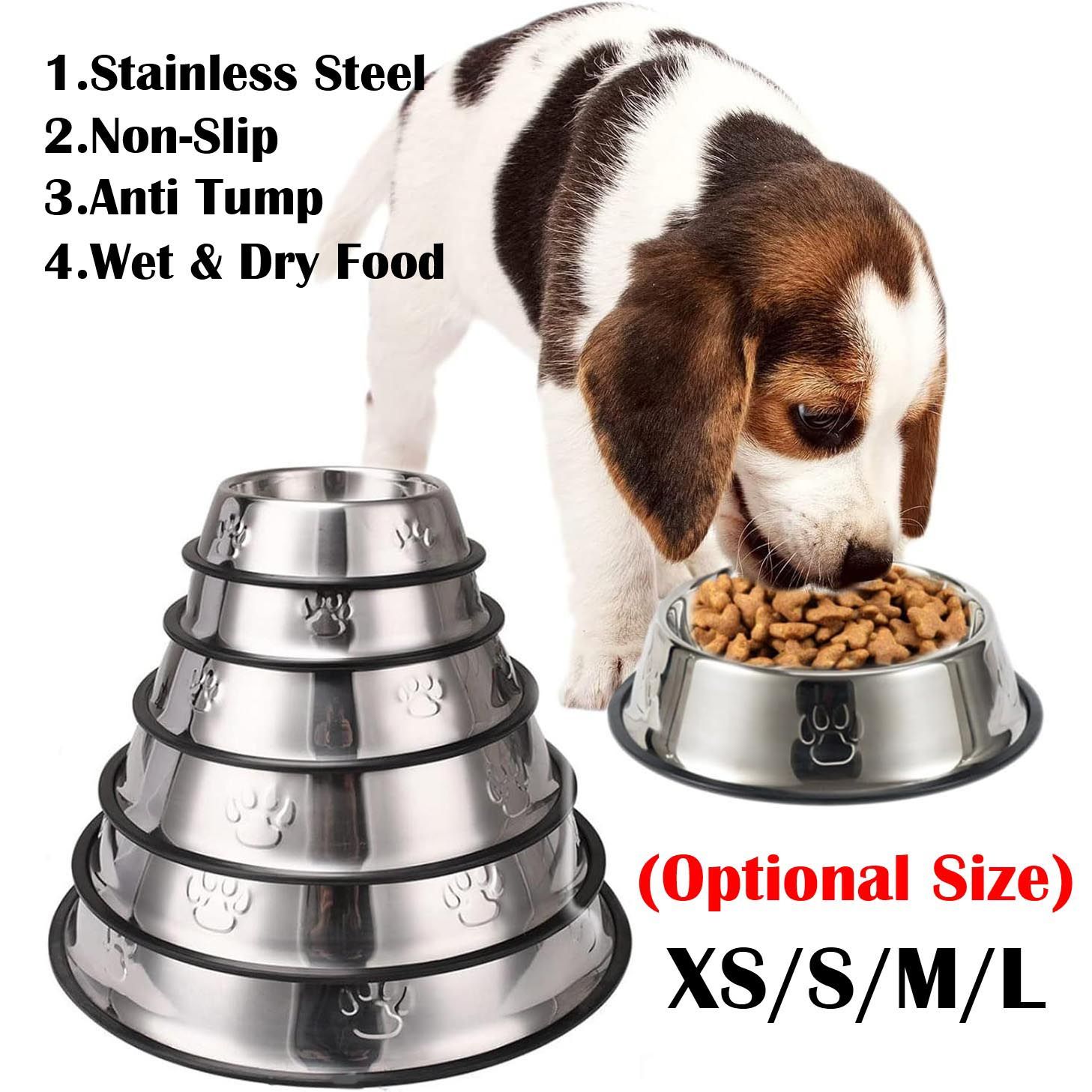 Dog Food Bowl, Water Bowl Stainless Steel, Metal Non Slip Pet Cat Small Puppy Kitten Drinking & Feeding Cage, Kennel, & Crate Feeder Dishes Bowls Bunny Feeder