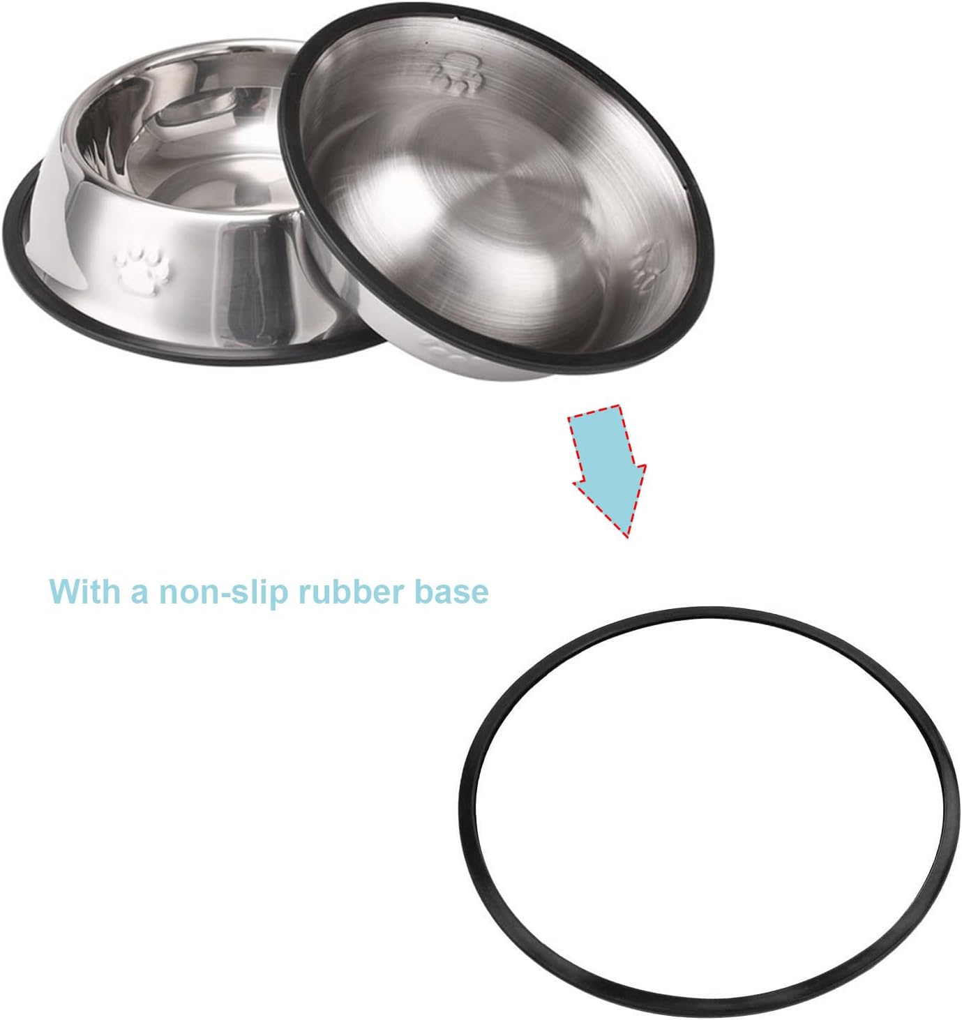 Dog Food Bowl, Water Bowl Stainless Steel, Metal Non Slip Pet Cat Small Puppy Kitten Drinking & Feeding Cage, Kennel, & Crate Feeder Dishes Bowls Bunny Feeder