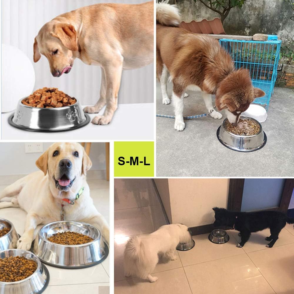 Dog Food Bowl, Water Bowl Stainless Steel, Metal Non Slip Pet Cat Small Puppy Kitten Drinking & Feeding Cage, Kennel, & Crate Feeder Dishes Bowls Bunny Feeder