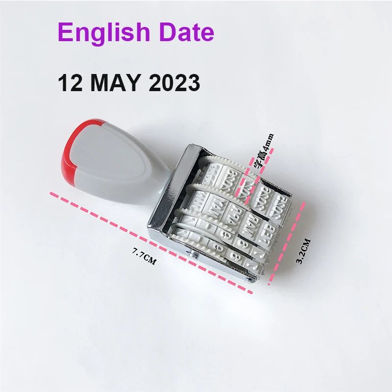 Adjustable English Date Stamp Portable Expiry Date Diary School Stationery Business For Office School Bank Supermarket Store Manufacture Roller Date Number DMY DD/MM/YYYY