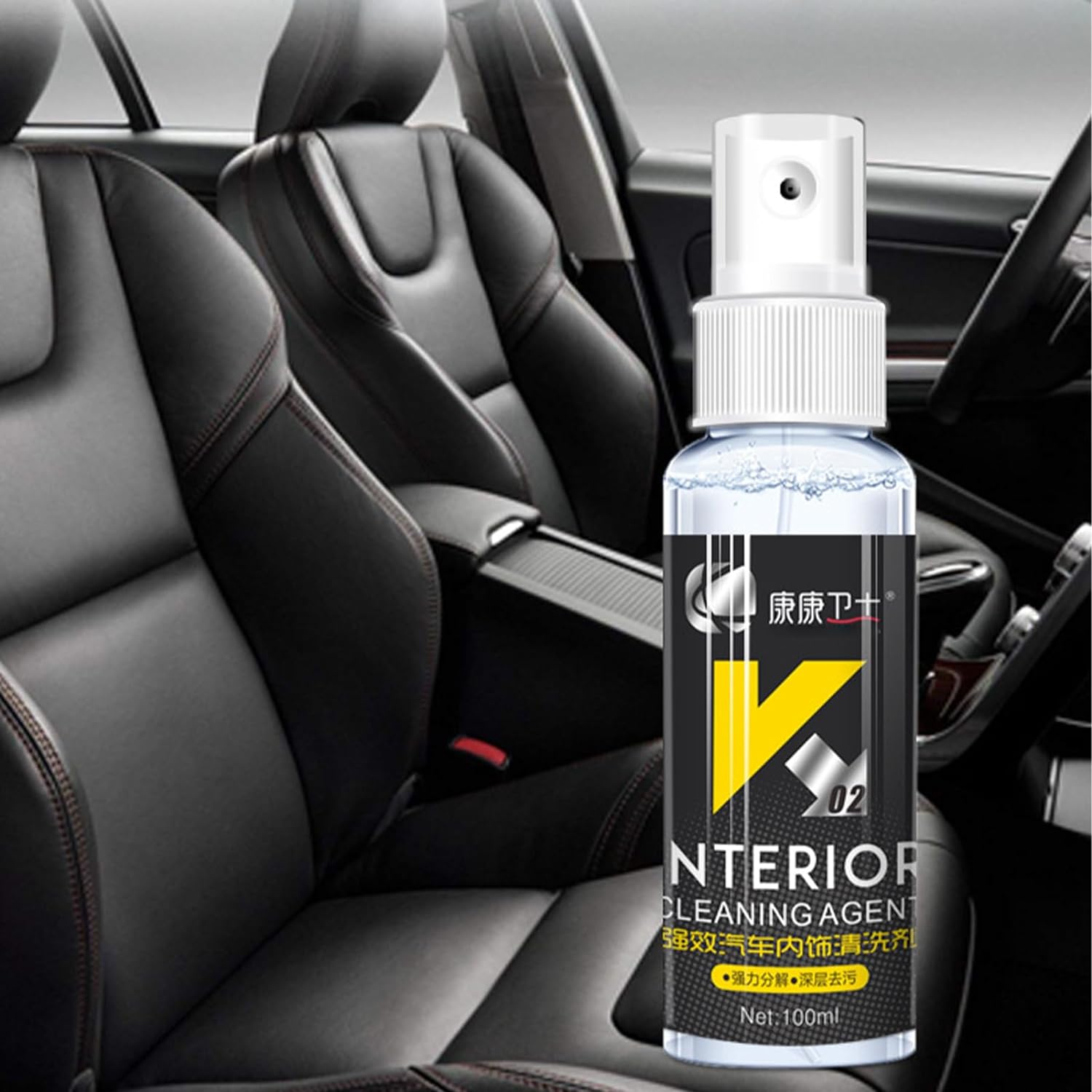 100ml Car Interior Cleaner Spray Seat Fabric, Easy Deep Clean Formula Vehicle User Friendly Stain Remover K02