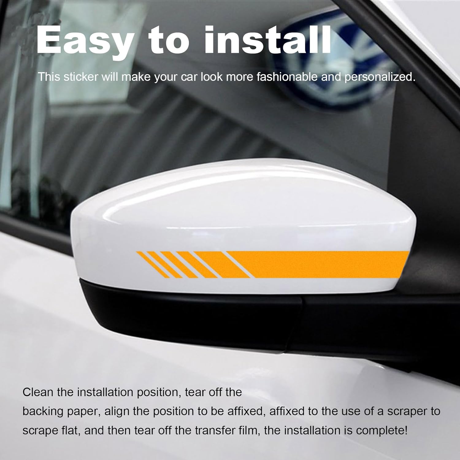 2 PCS Car Rear View Mirror Stickers, Waterproof Vinyl Auto Side Rearview Stripes, Universal Reflective Anti-Collision Striped Warning Decal for Most Vehicles