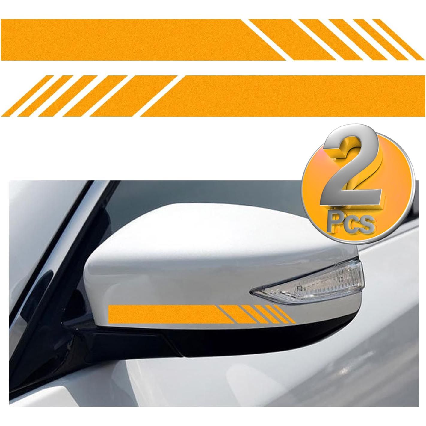 2 PCS Car Rear View Mirror Stickers, Waterproof Vinyl Auto Side Rearview Stripes, Universal Reflective Anti-Collision Striped Warning Decal for Most Vehicles
