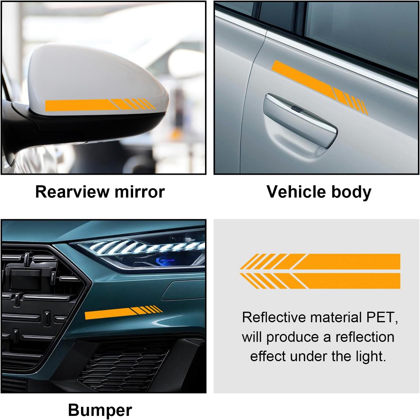 2 PCS Car Rear View Mirror Stickers, Waterproof Vinyl Auto Side Rearview Stripes, Universal Reflective Anti-Collision Striped Warning Decal for Most Vehicles