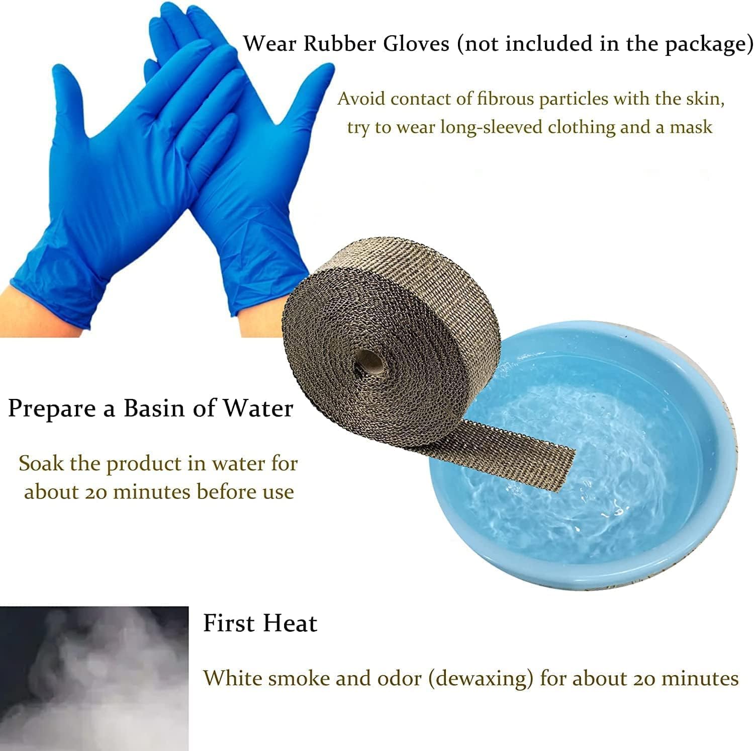 Exhaust Fiberglass Heat Wrap for Cars, Motorcycle, Trucks Turbo Engine Manifolds Hose Titanium Heat Shield Insulation Roll Sleeve with Stainless Ties Universal Auto Cable Protection