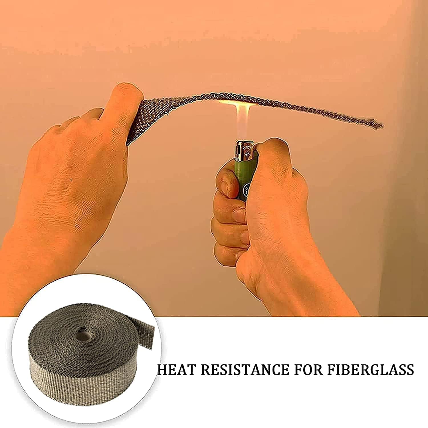 Exhaust Fiberglass Heat Wrap for Cars, Motorcycle, Trucks Turbo Engine Manifolds Hose Titanium Heat Shield Insulation Roll Sleeve with Stainless Ties Universal Auto Cable Protection