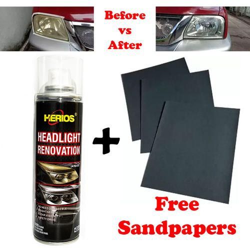 Herios DIY Car Headlight Ceramic Coating Polishing Coat Lamp Repair Fluid Agent Wax Polishing Auto Light Renovation Retreading Agent Lamp Glass Polish Coating Repair Restoration Car Maintenance 235ml
