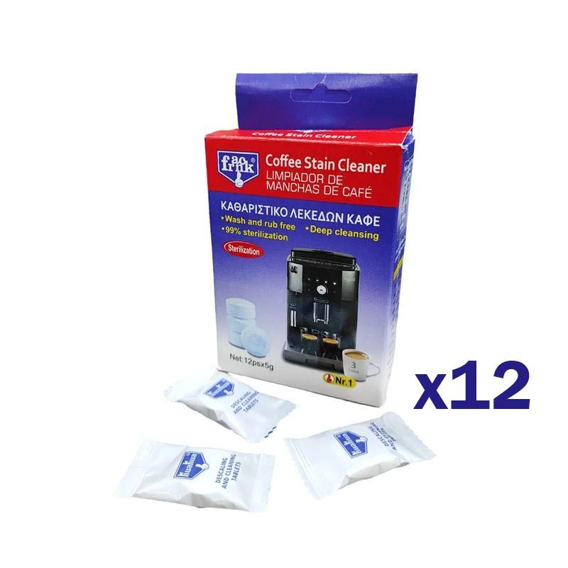 12 Tablets Coffee Stain Cleaner Machines Cleaning Effervescent Universal Descaling Solution for All Types