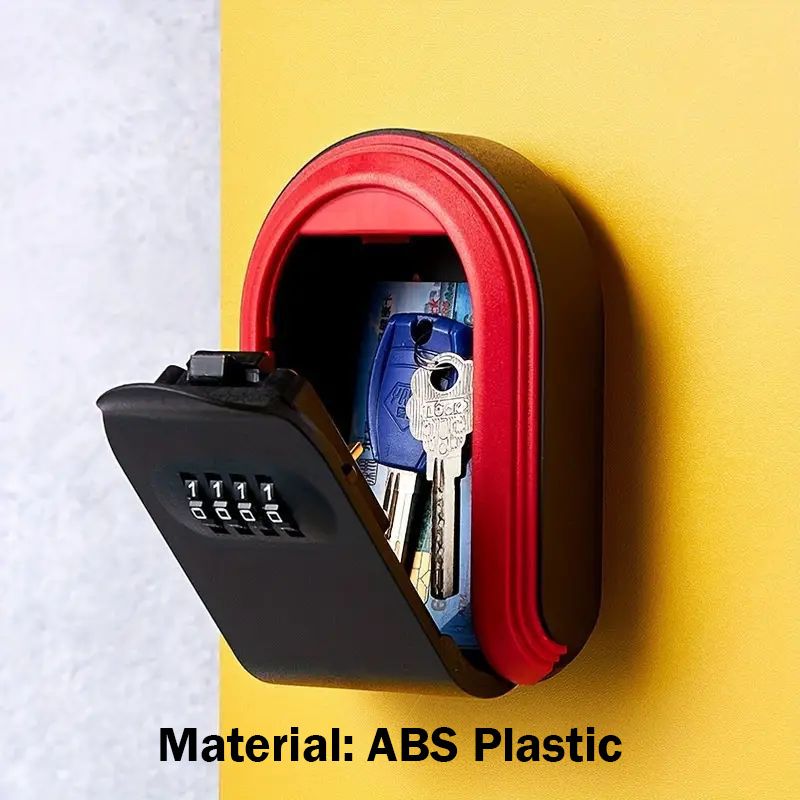 Wall Mounted Key Storage 4 Digit Combination Safe Storage Lock Box Plastic Outdoor Key Hider Box Hide a Key in the Air Hidden Keychain for Replacement Support Plastic