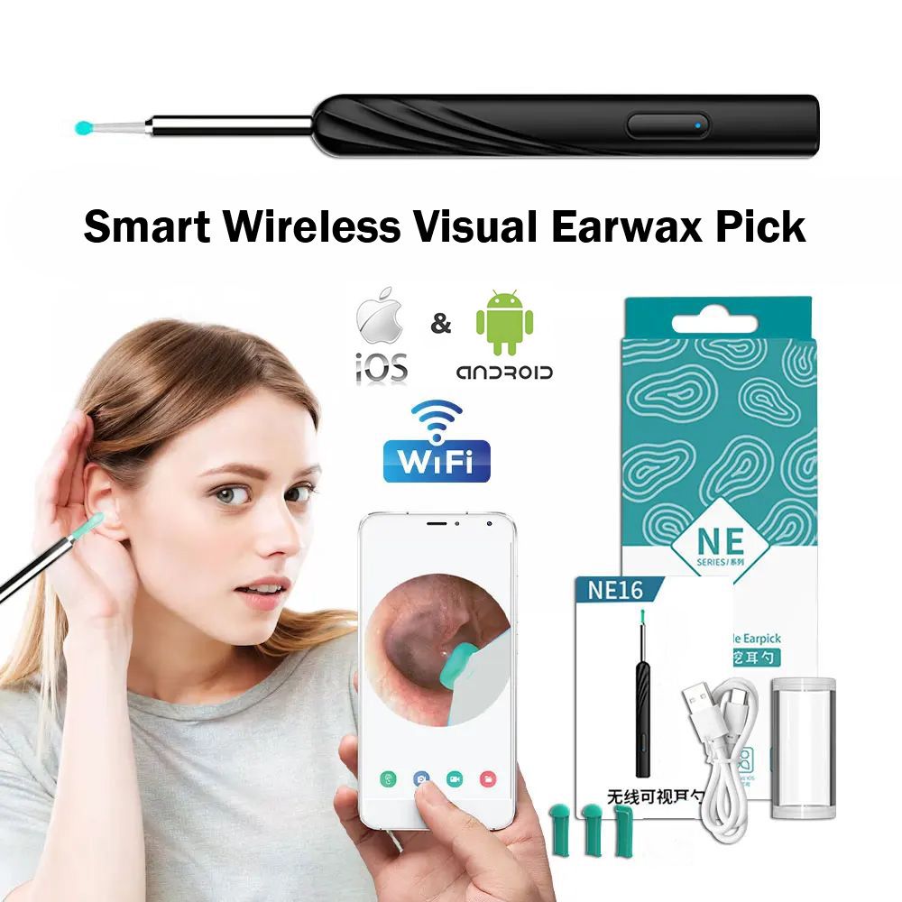 Smart Camera Wireless Ear Cleaner NE16 Wi-Fi Wax Remover HD Earwax Cleaning Stick for iPhone Android Visual Endoscope