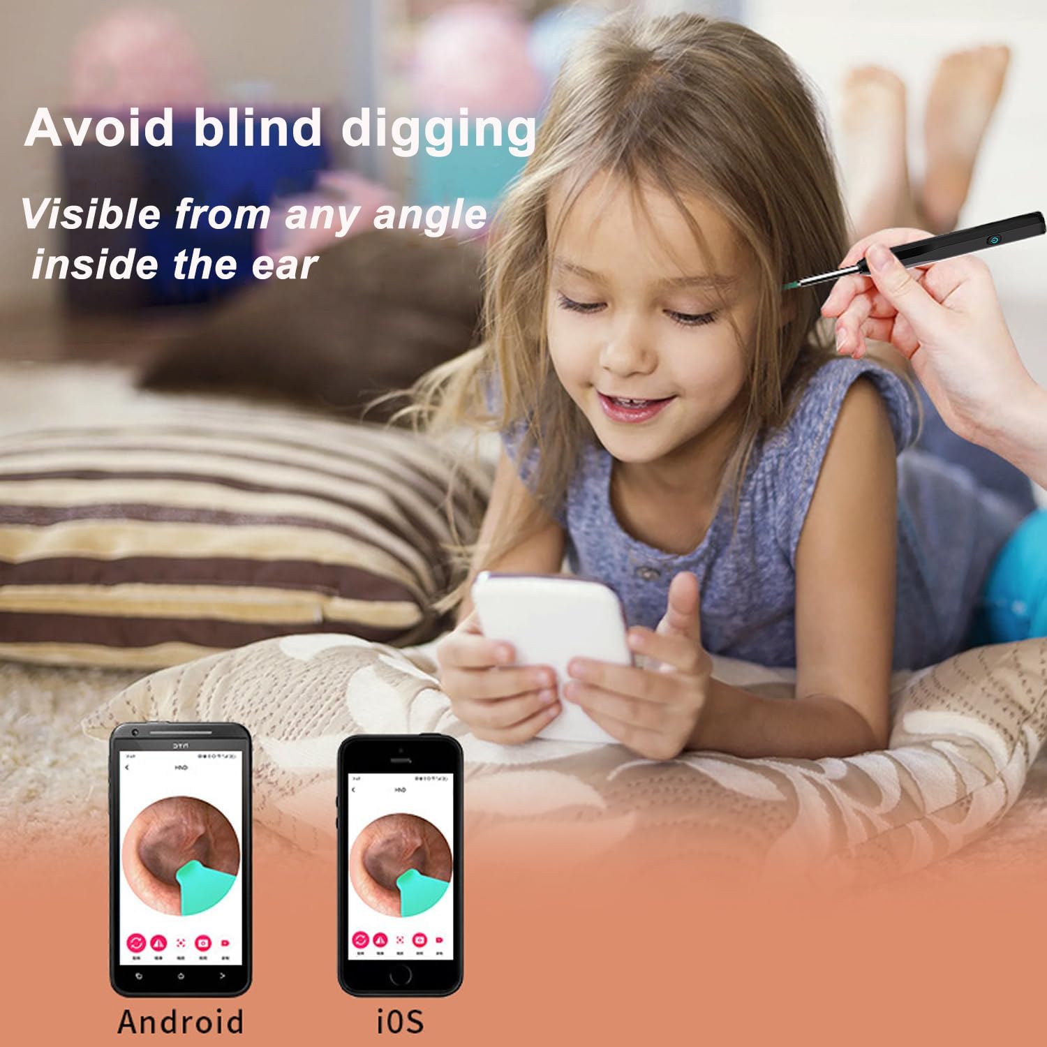 Wireless Smart Ear Cleaner, Earwax Removal Tool NE6 camera set For iPhone iPad Android Wide-angle Earpick HD for Pets Dogs Cats Otoscope Endoscope