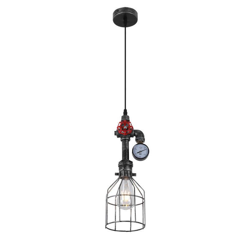 Industrial vintage cage line bulb bulb steampunk tube chandelier ceiling