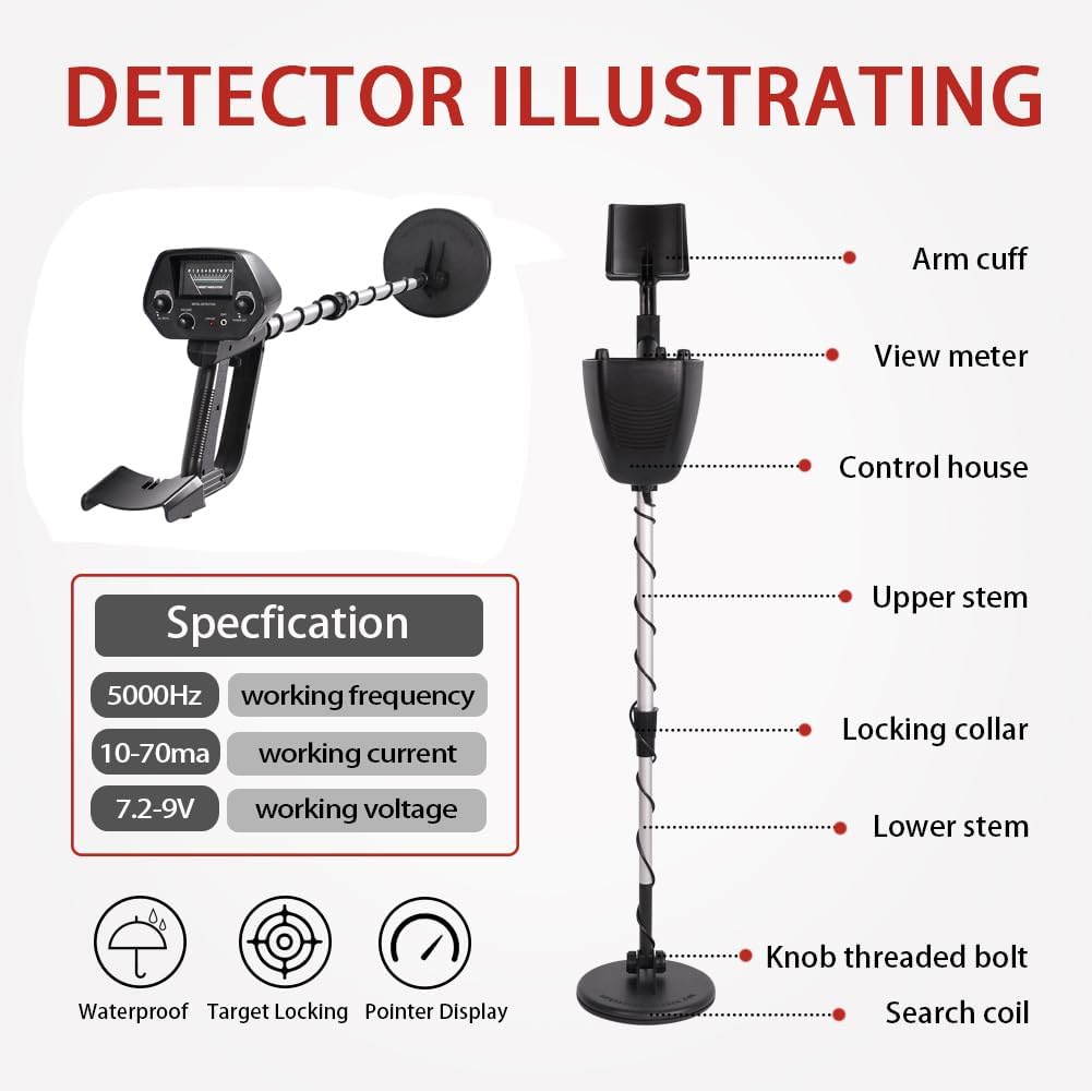 Metal Detector MD-4030 Waterproof Metal Detector Underground Search Coil,high Accuracy Adjustable Height