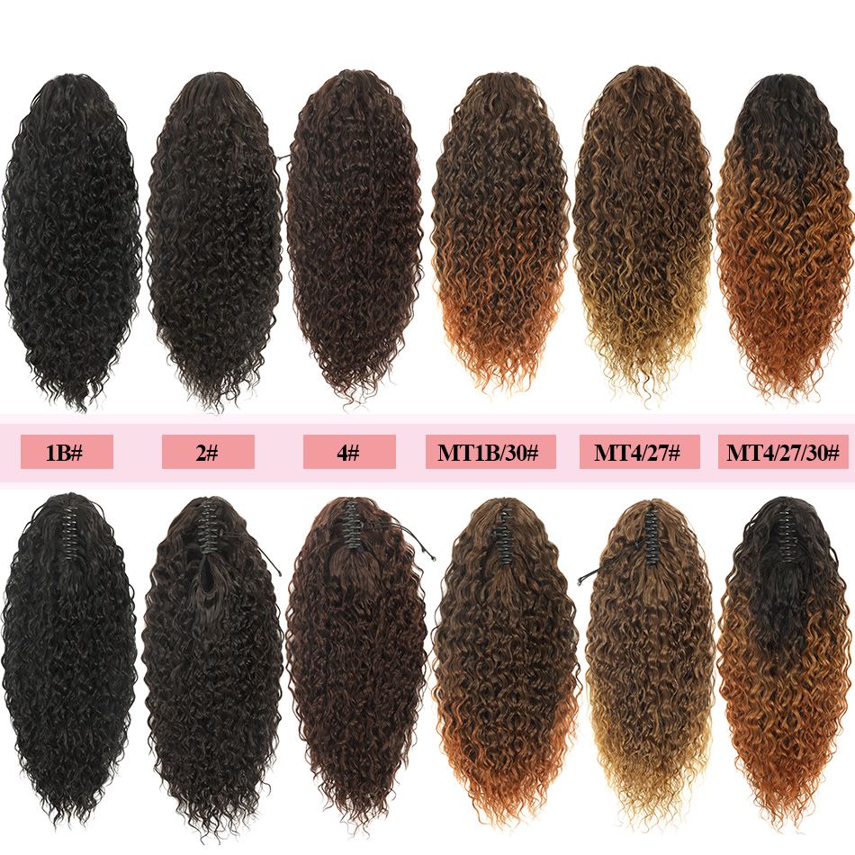 Synthetic Deep Wave Drawstring Ponytail 24 Inch Curly Ponytail Extension Water Wave Claw On Ponytails Hair Extensions Ponytail