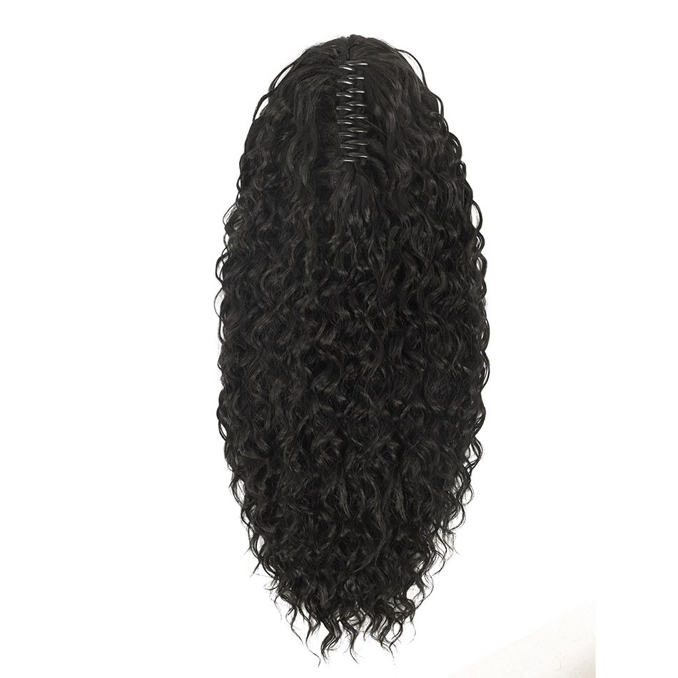 Synthetic Deep Wave Drawstring Ponytail 24 Inch Curly Ponytail Extension Water Wave Claw On Ponytails Hair Extensions Ponytail