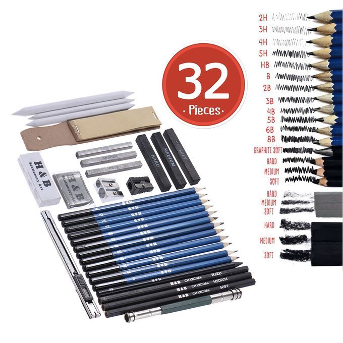 32pcs/Set Professional Drawing Sketch Pencil Kit