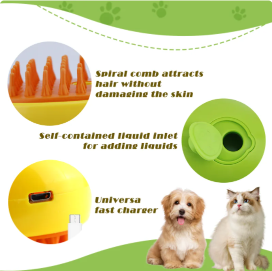 Cat Dog Steamy Brush 3in1 Electric Spray Cat Hair Brush Pet Steam Brush Spray Massage Beauty Comb Hair Removal Grooming Combs