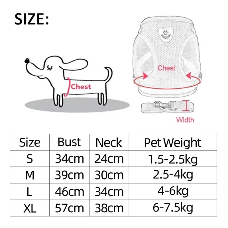 Walking Lead Leash For Puppy Dogs Collar Polyester Adjustable Mesh Dog Harness For Small Medium Pet Accessories
