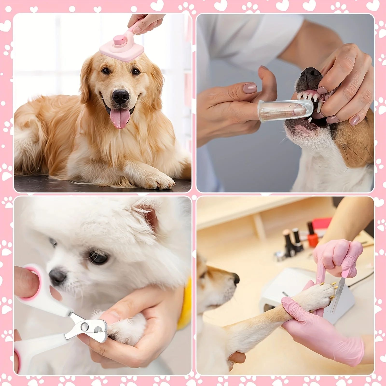 8pcs Dog Brush Grooming Set  Pet Cleaning Set  Pet Nail Clippers & Files  Pet Shampoo Brushes  Hair Removal Brushes Toothbrush