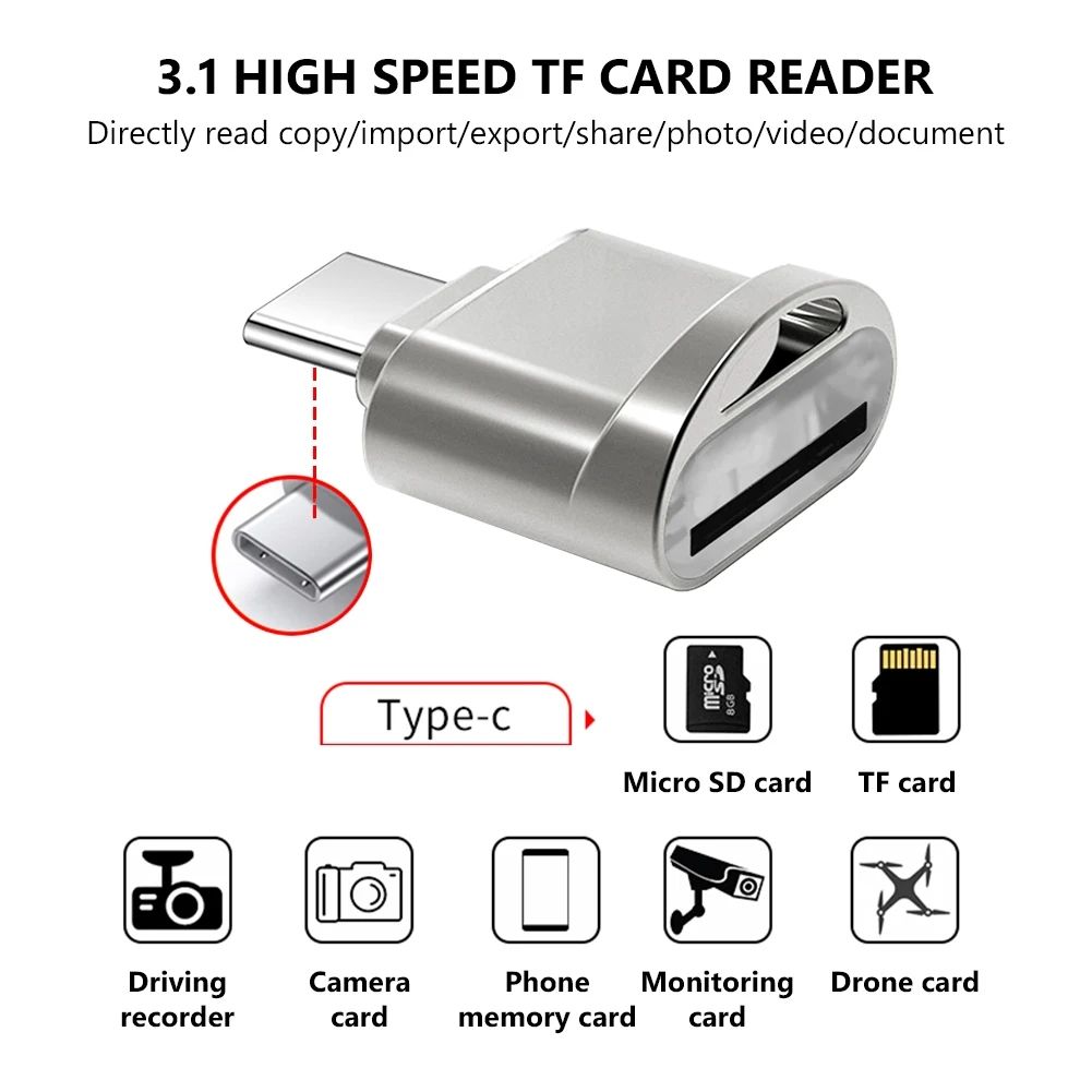 New 3.1 USB Type C To Micro-SD TF Adapter OTG Cardreader Mini Card Reader Smart Memory Card Reader For Laptop Samsung Huawei