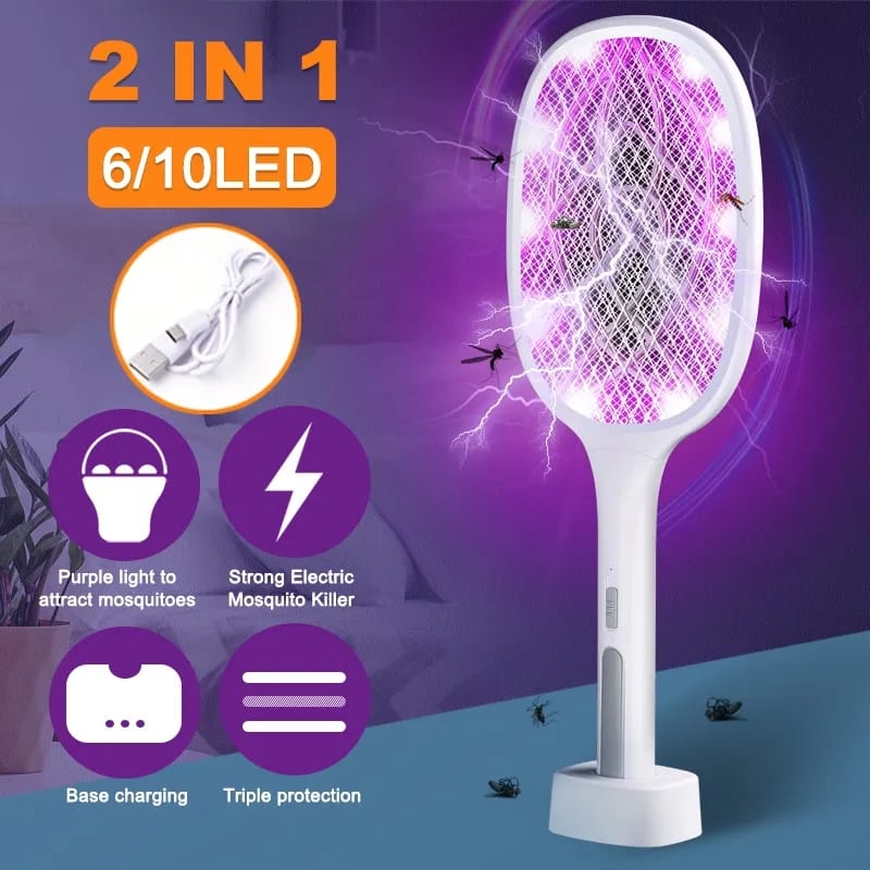 4 In 1 Rechargeable Electric Mosquito Swatter Bat Racket Killer