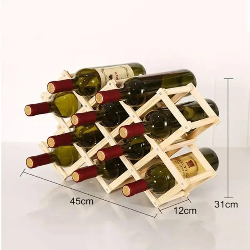 Foldable10 Slot wooden wine country bottle rack