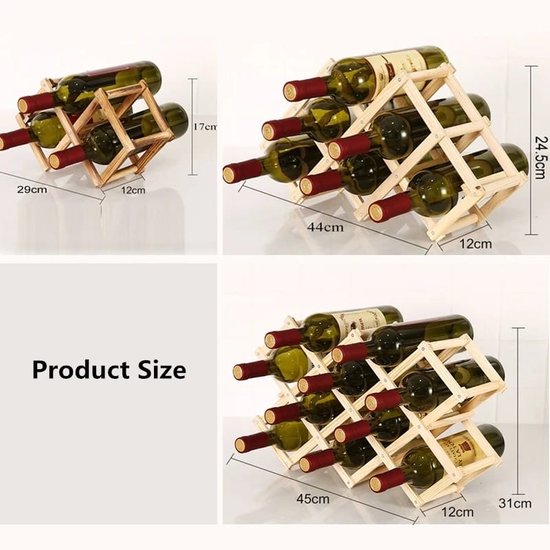 Foldable10 Slot wooden wine country bottle rack