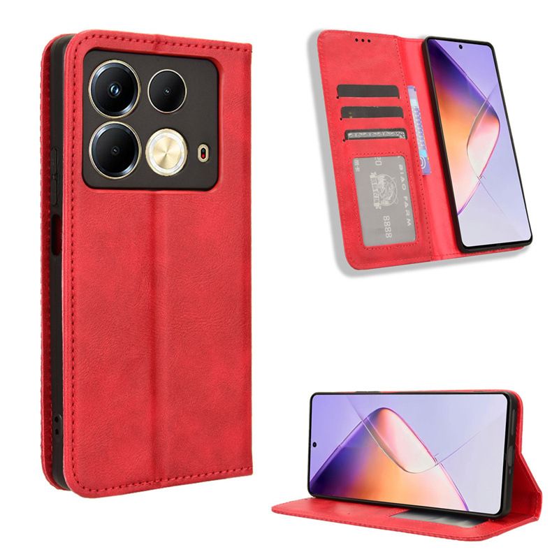Wallet Flip Cover for Infinix Note 40 4G Leather PU Phone Case Shockproof Durable Retro Case
