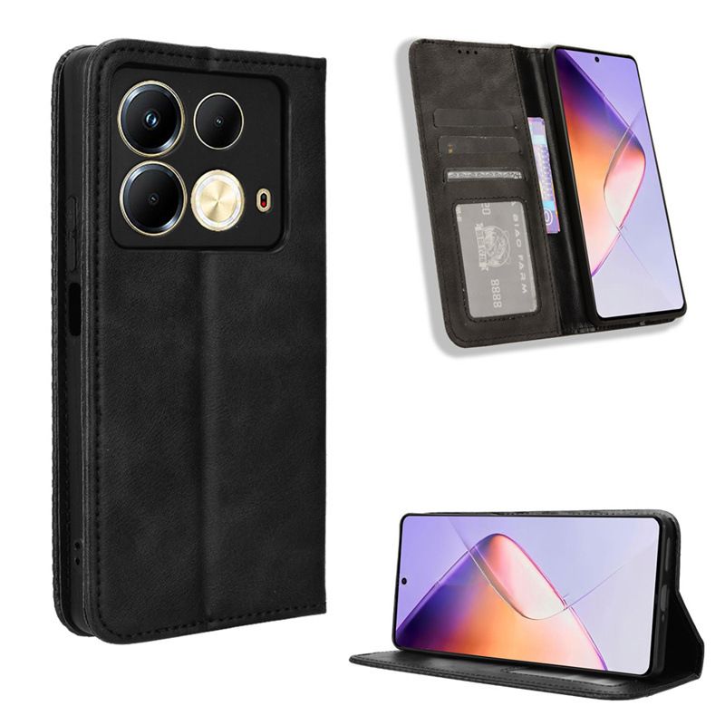 Wallet Flip Cover for Infinix Note 40 4G Leather PU Phone Case Shockproof Durable Retro Case