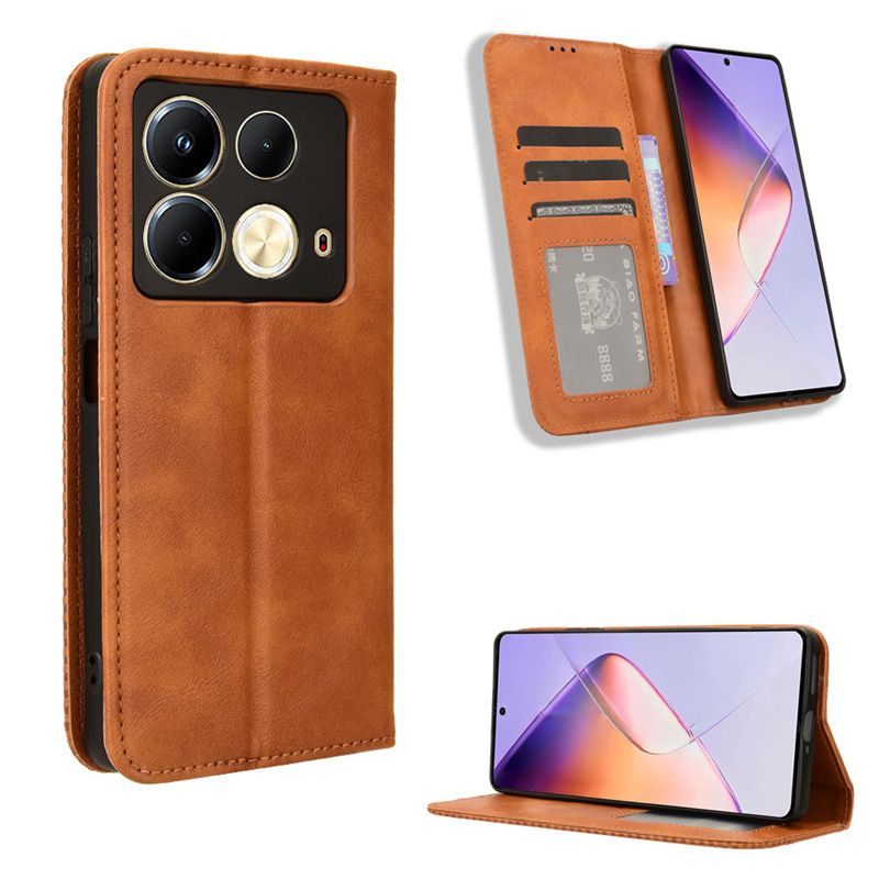 Wallet Flip Cover for Infinix Note 40 4G Leather PU Phone Case Shockproof Durable Retro Case