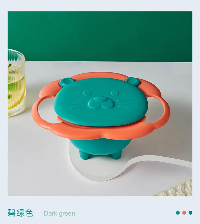 Baby Gyro Bowl Practical Design Children Rotary Balance Novelty Gyro 360 Rotate Spill-Proof Solid Feeding Dishes Kids Plate