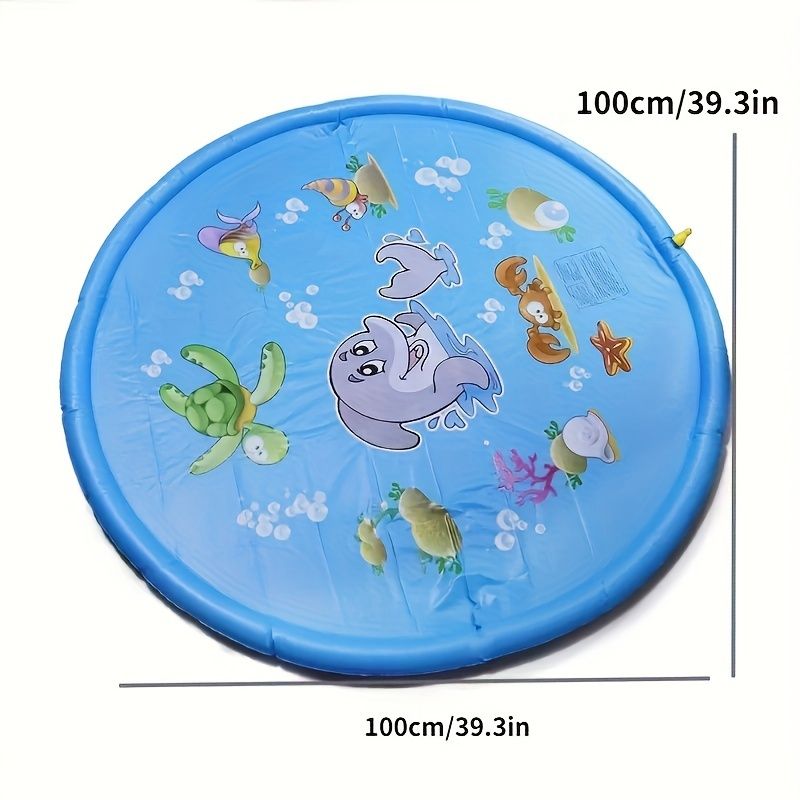 100cm Outdoor Splash-proof Mat Lawn Beach Sea Animal Inflatable Water Spray Kids Sprinkler Play Pad Mat Water Game Beach Mat