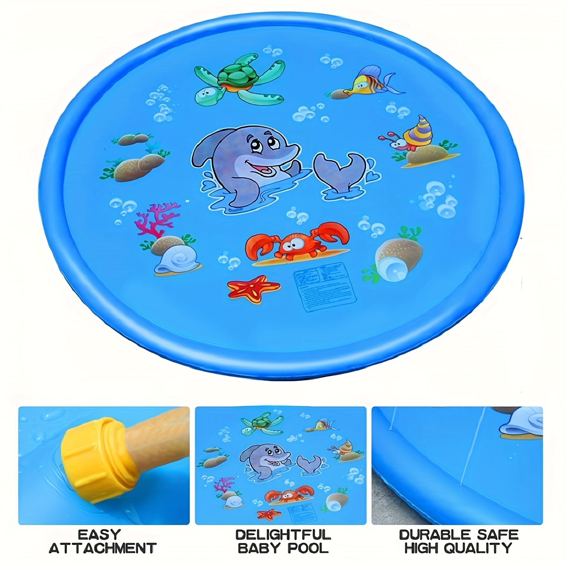 100cm Outdoor Splash-proof Mat Lawn Beach Sea Animal Inflatable Water Spray Kids Sprinkler Play Pad Mat Water Game Beach Mat