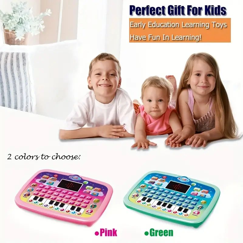 Kids Tablet Toddler Learning Pad with LED Screen Teach Alphabet Numbers Word Music Math Early Development Interactive Electronic Toy for 3 4 5 6 years old Boys & Girls