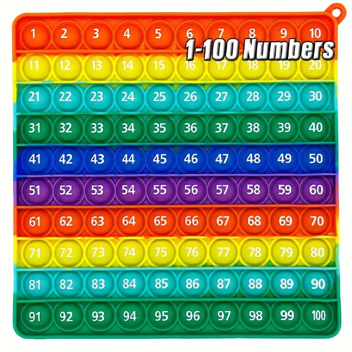 1-100 Numbers Rainbow Pop Fidget Toys Math Counting Games Learning Educational Toy for Kindergarten Preschool Kids