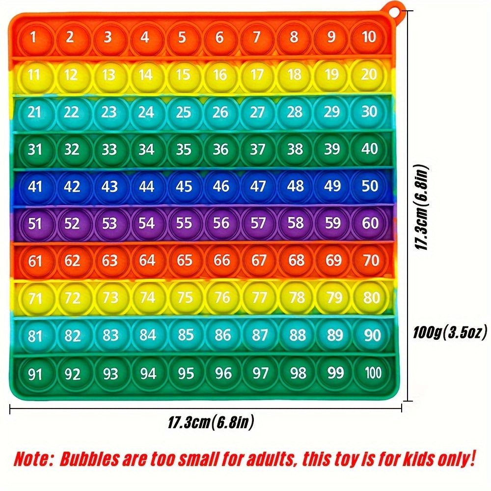 1-100 Numbers Rainbow Pop Fidget Toys Math Counting Games Learning Educational Toy for Kindergarten Preschool Kids