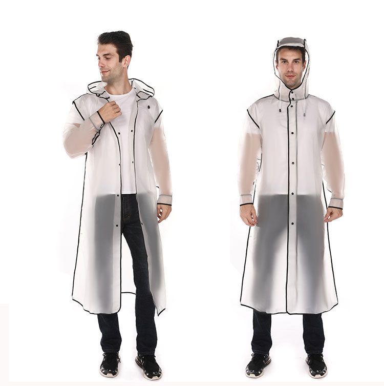 Adult wrapped raincoat male and female protective jacket fashion mountaineering and fishing transparent thickened black and white rain Poncho