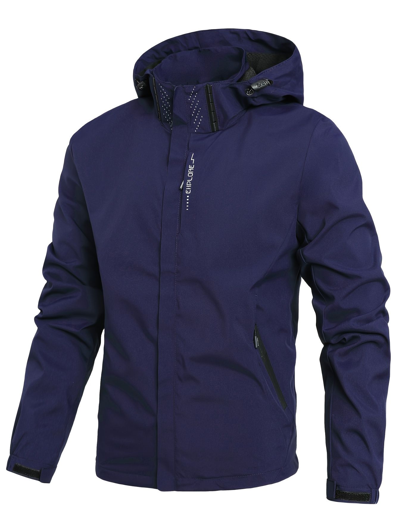 Men's Lightweight Waterproof Rain Jacket Hooded Shell Outdoor Raincoat Hiking Reflective Windbreaker Hunting Camping Trekking Jacket Coat
