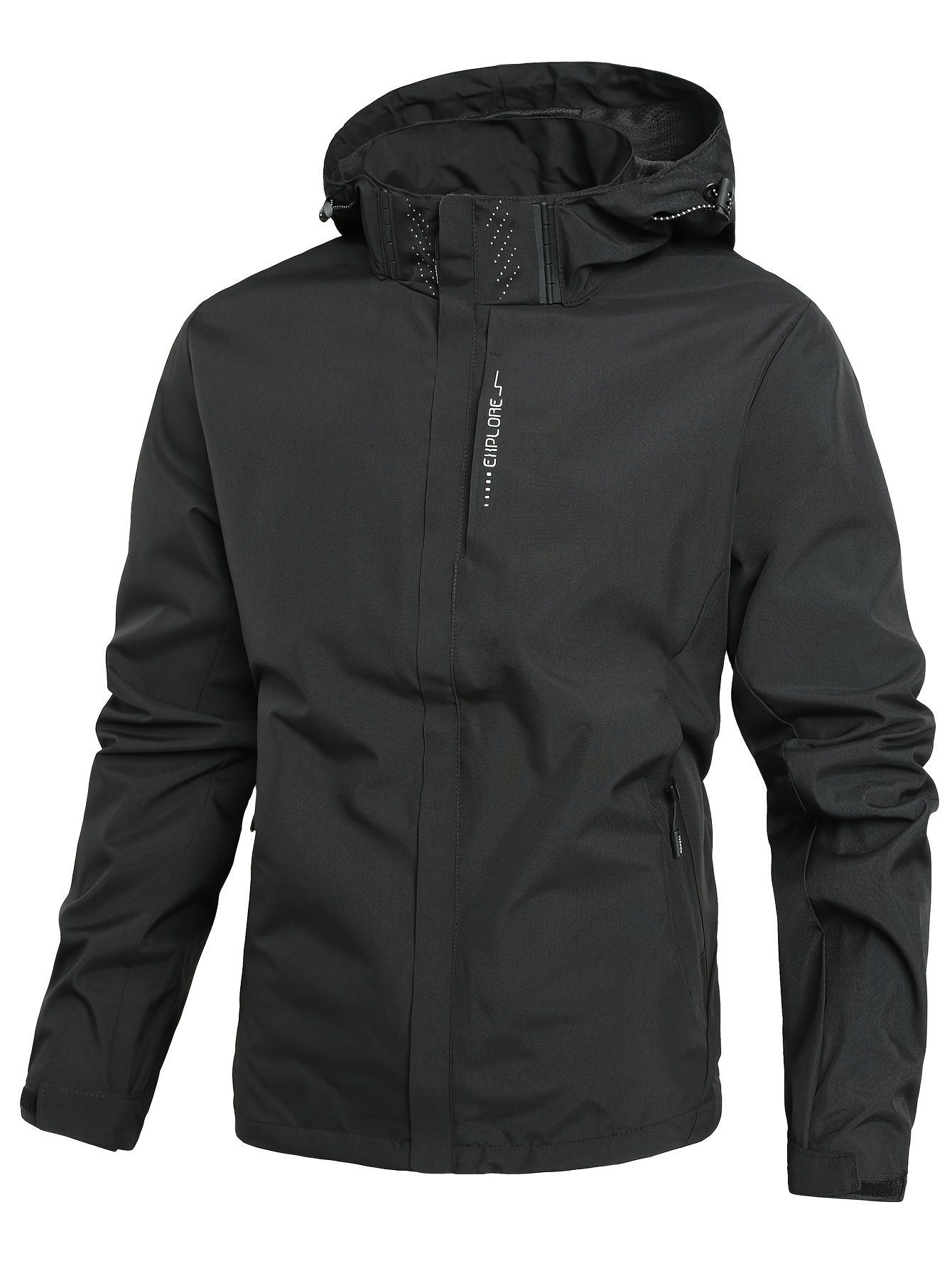 Men's Lightweight Waterproof Rain Jacket Hooded Shell Outdoor Raincoat Hiking Reflective Windbreaker Hunting Camping Trekking Jacket Coat