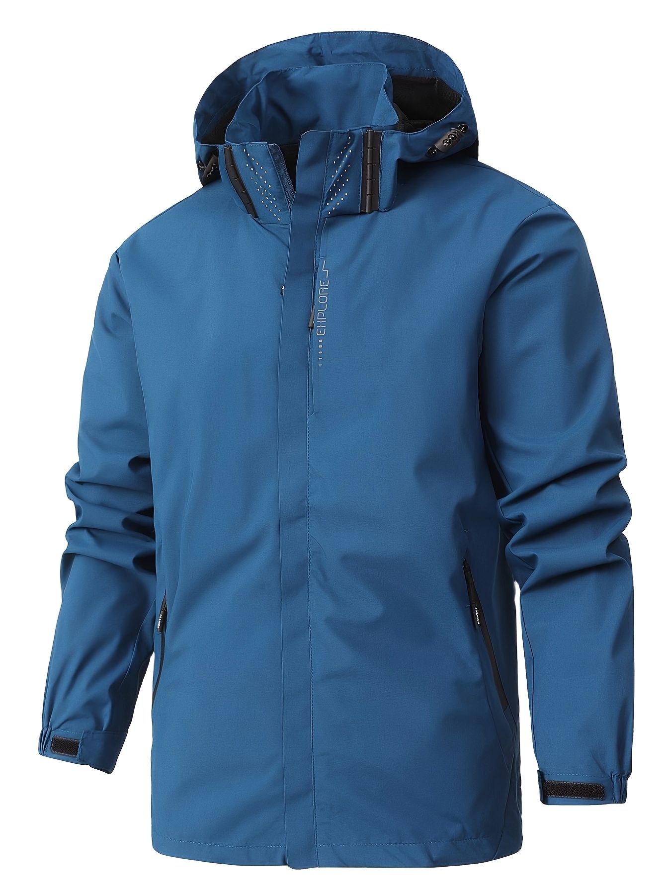 Men's Lightweight Waterproof Rain Jacket Hooded Shell Outdoor Raincoat Hiking Reflective Windbreaker Hunting Camping Trekking Jacket Coat