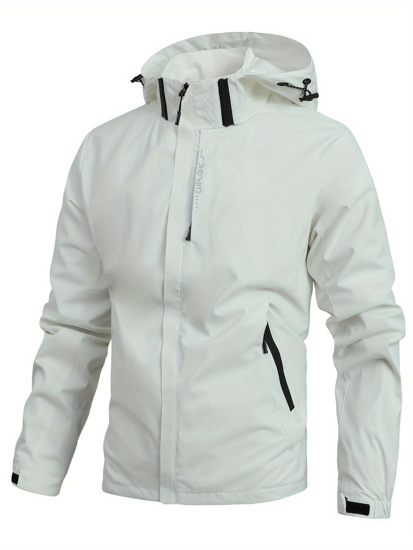 Men's Lightweight Waterproof Rain Jacket Hooded Shell Outdoor Raincoat Hiking Reflective Windbreaker Hunting Camping Trekking Jacket Coat