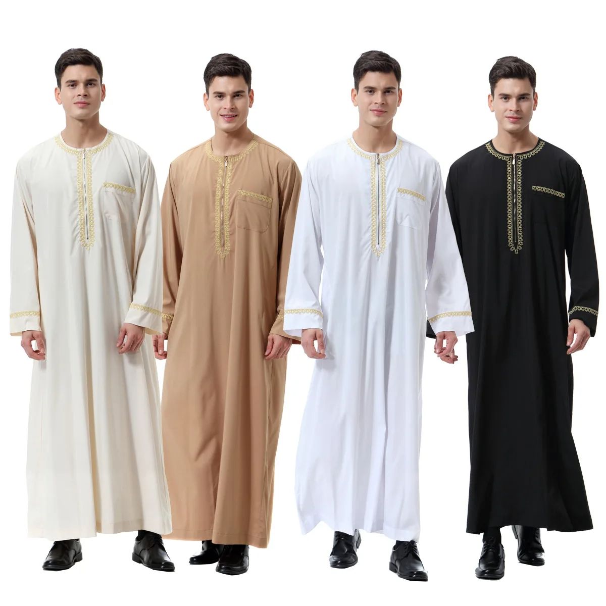 Abaya Muslim Men Clothing Saudi Arabic Thobe Dishdasha Long Sleeve Kandora Ramadan Middle East Clothing Ramadan Eid Al Adha Clothing