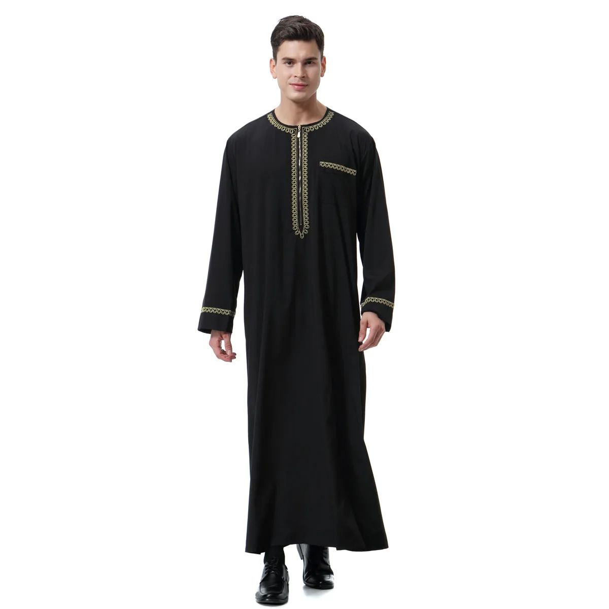 Abaya Muslim Men Clothing Saudi Arabic Thobe Dishdasha Long Sleeve Kandora Ramadan Middle East Clothing Ramadan Eid Al Adha Clothing