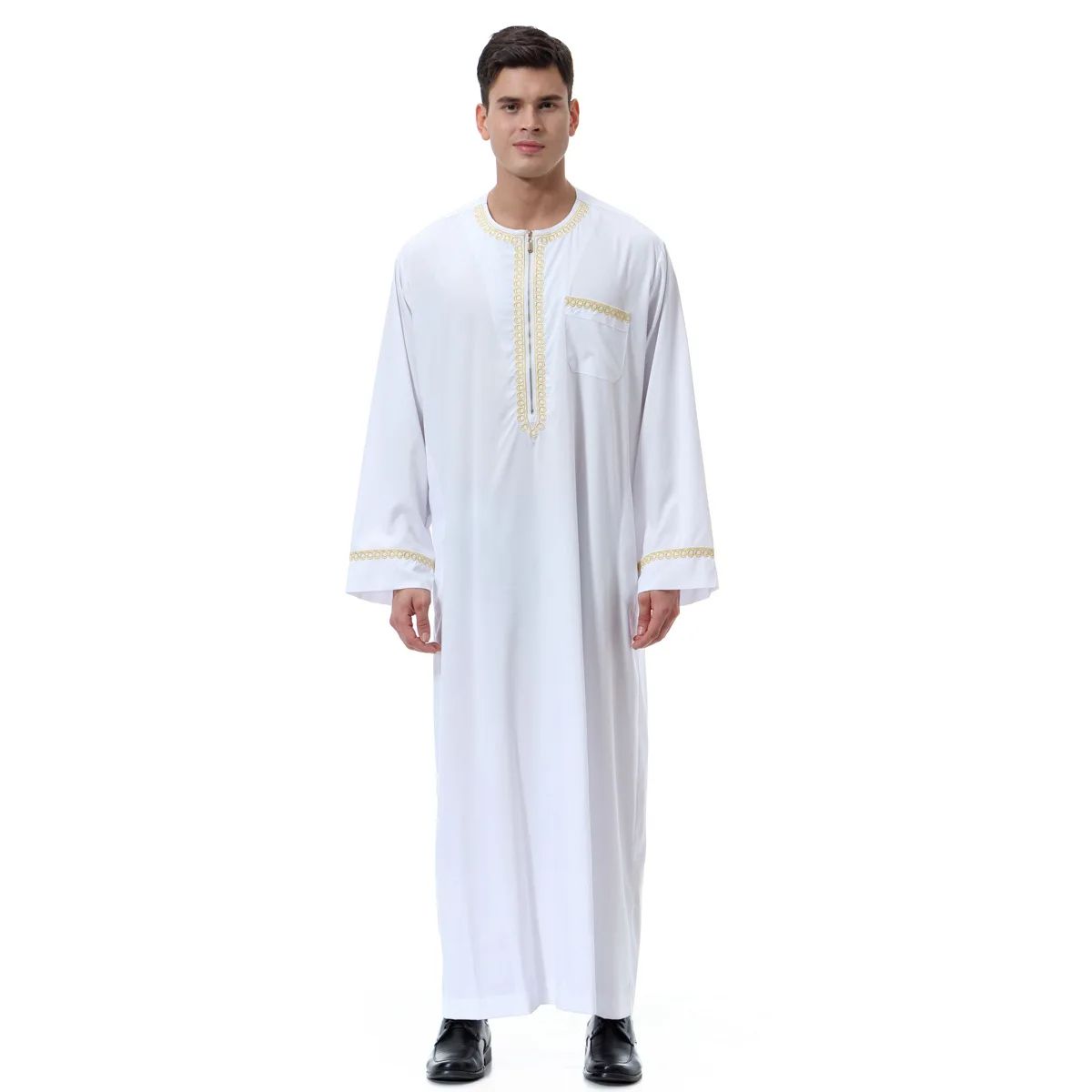 Abaya Muslim Men Clothing Saudi Arabic Thobe Dishdasha Long Sleeve Kandora Ramadan Middle East Clothing Ramadan Eid Al Adha Clothing