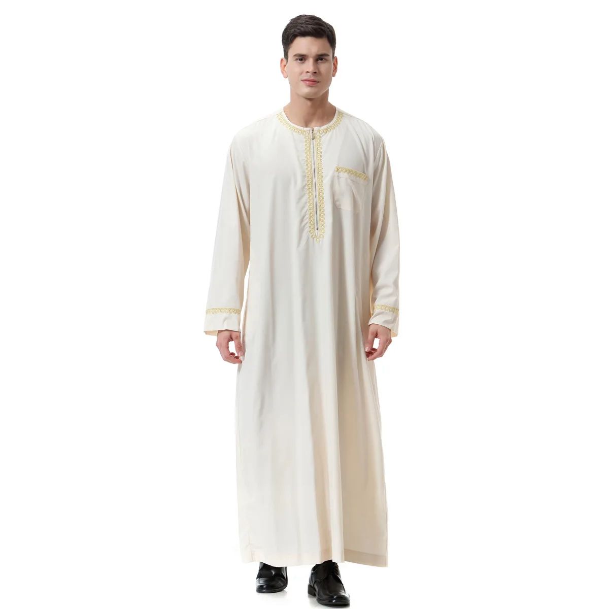 Abaya Muslim Men Clothing Saudi Arabic Thobe Dishdasha Long Sleeve Kandora Ramadan Middle East Clothing Ramadan Eid Al Adha Clothing