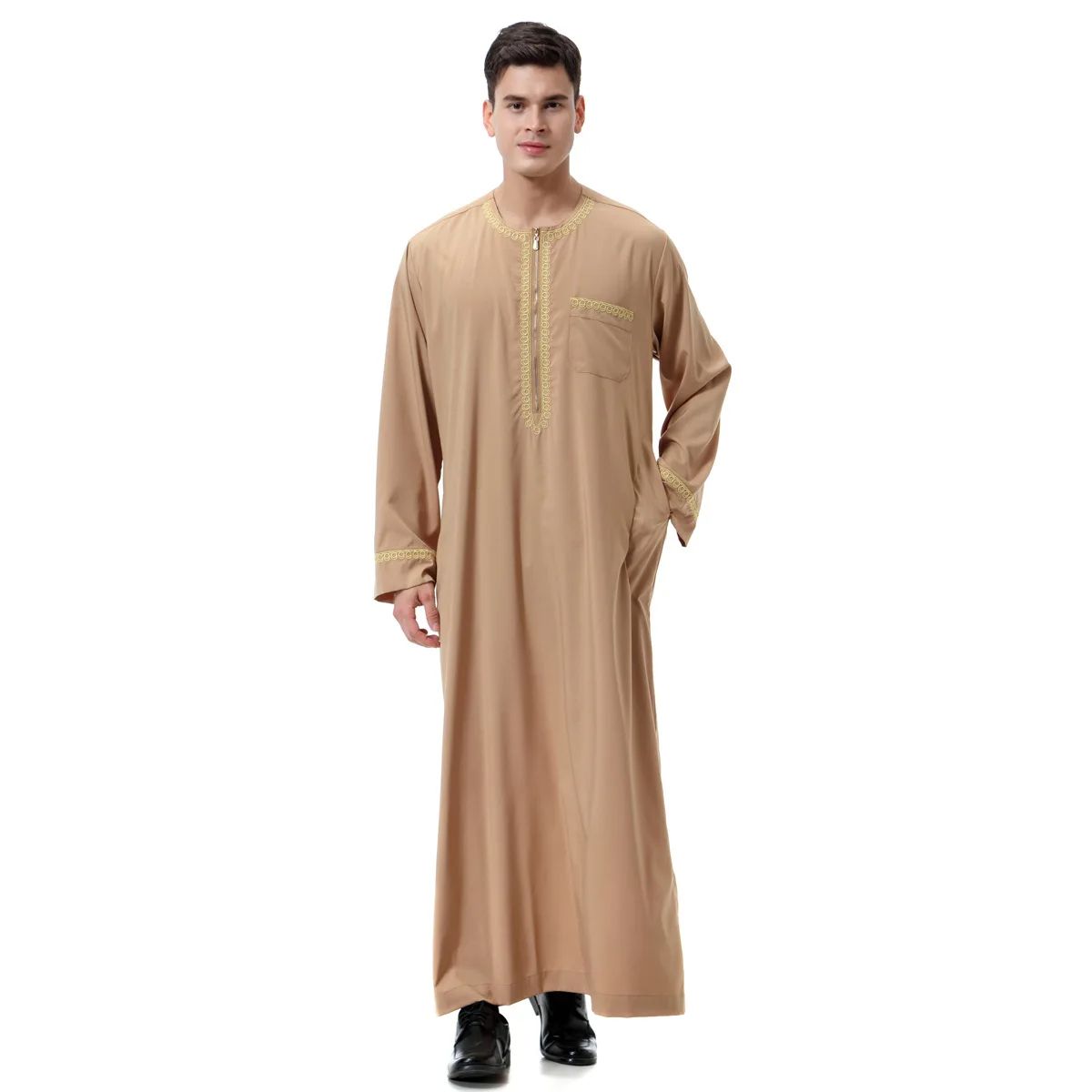 Abaya Muslim Men Clothing Saudi Arabic Thobe Dishdasha Long Sleeve Kandora Ramadan Middle East Clothing Ramadan Eid Al Adha Clothing