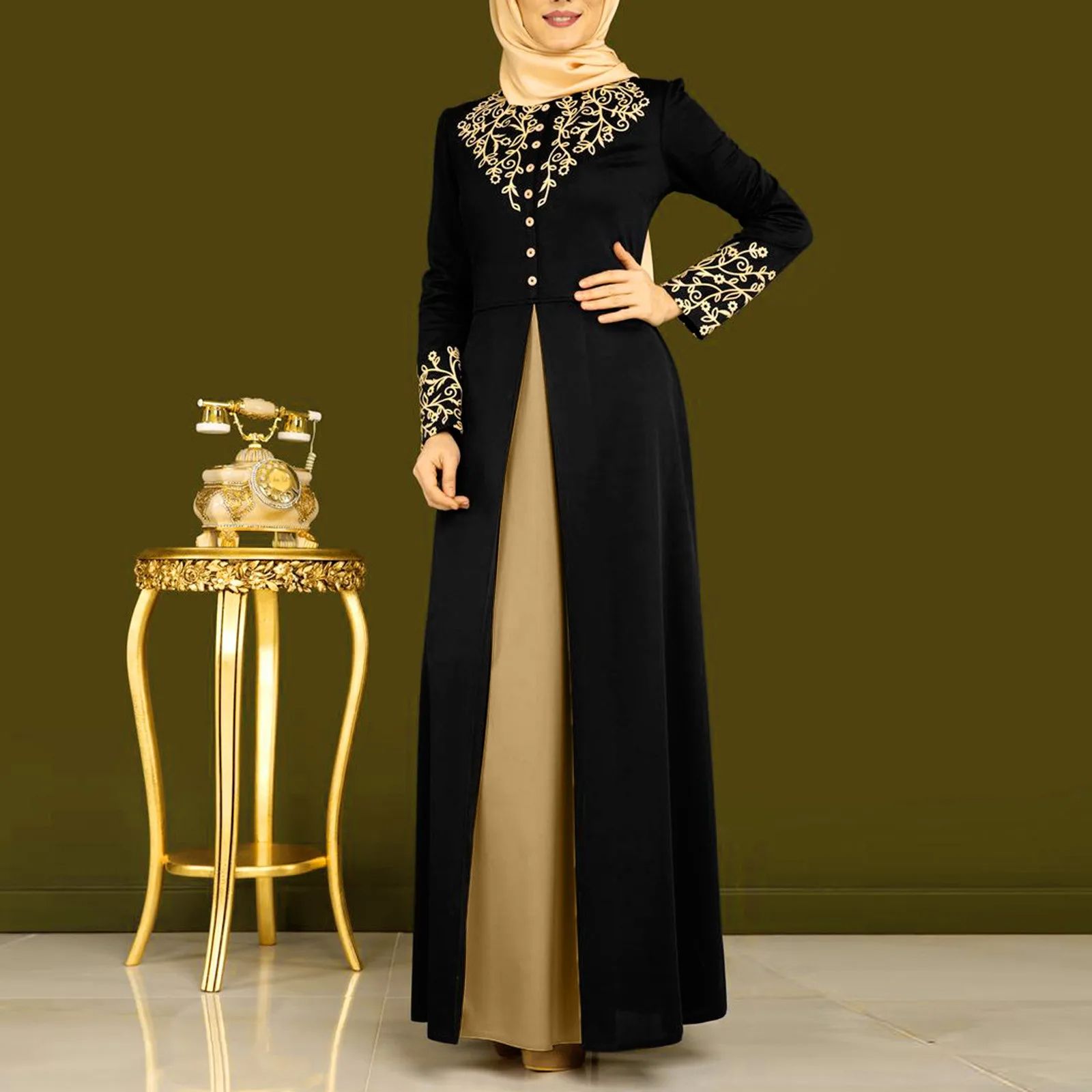 Luxury Elegant Abaya Turkey Islamic Arabic Hijab Dress Women's Muslim Kaftan Long Dress Ladies Dubai Turkish Clothing